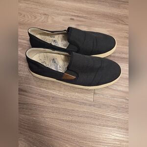 OluKai Men's Black & Tan Canvas Slip-On Sneakers